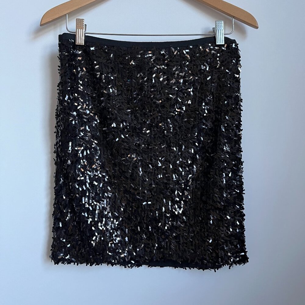 Ann Taylor BLING Skirt Matchstick Paillettes Black Fully Lined Party Chic 4